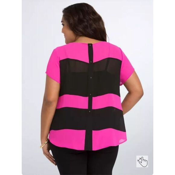 Torrid georgette peplum top/shirt/blouse  Size 3(plus size xxxl 3x) pink black - Picture 3 of 7